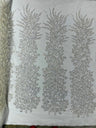 Vegas Beaded Feather Design Mesh Fabric - Beaded Feather Pattern, 50" Width (1 Panel)