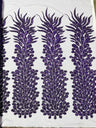 Vegas Beaded Feather Design Mesh Fabric - Beaded Feather Pattern, 50" Width (1 Panel)