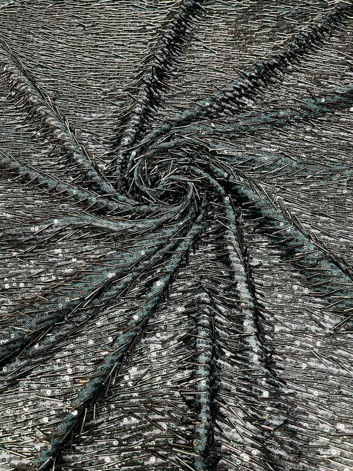Vegas Beaded Sequin Stretch Mesh Fabric - Beaded Sequin Embroidered, 54" Width (1 Yard)