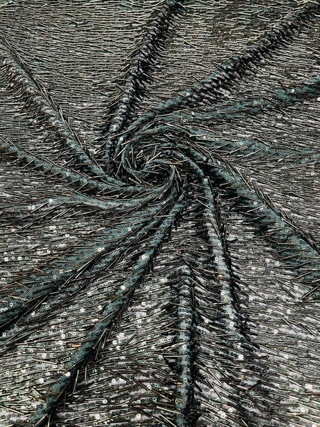 Vegas Beaded Sequin Stretch Mesh Fabric - Beaded Sequin Embroidered, 54" Width (1 Yard)