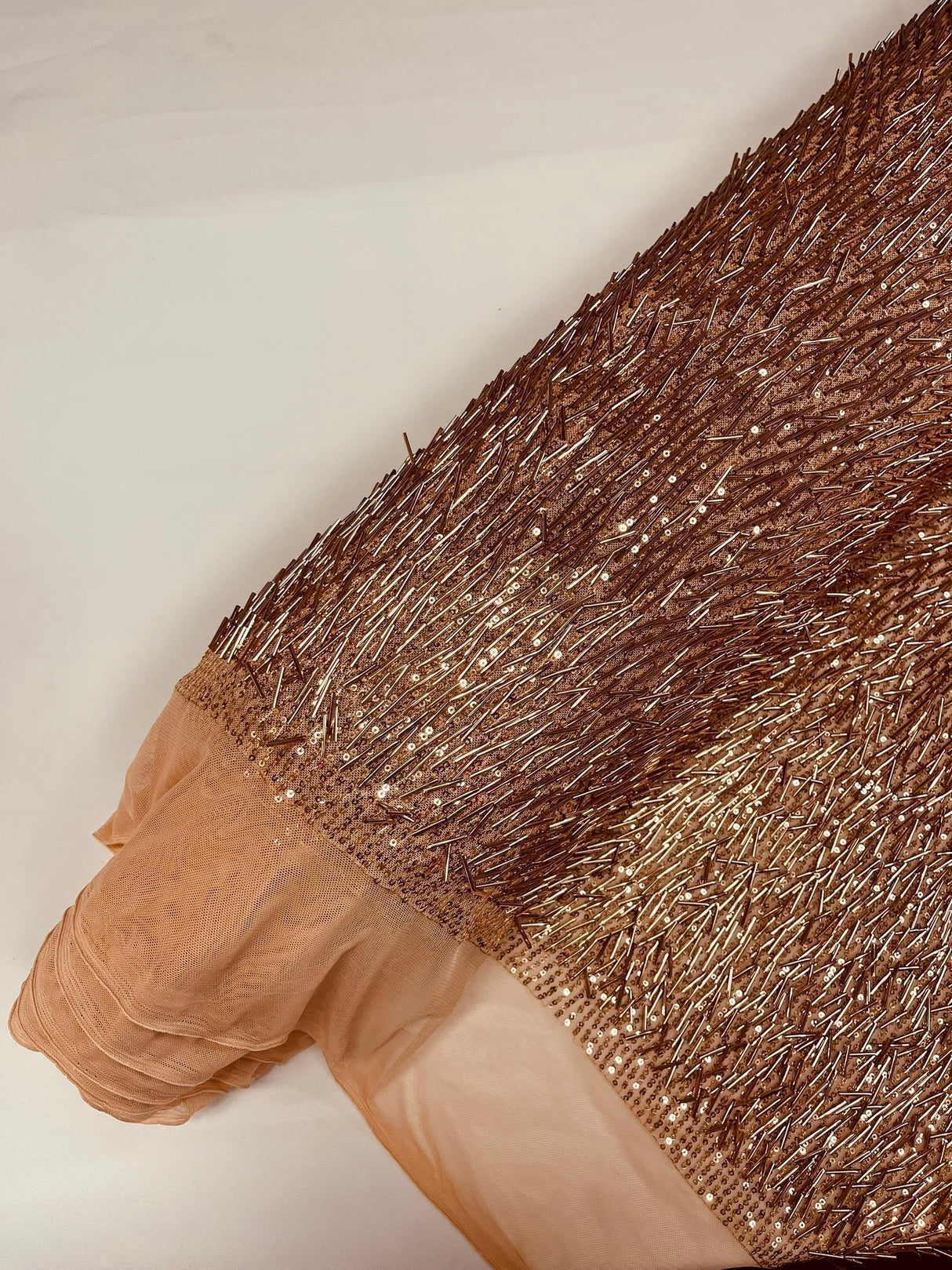 Vegas Beaded Sequin Stretch Mesh Fabric - Beaded Sequin Embroidered, 54" Width (1 Yard)