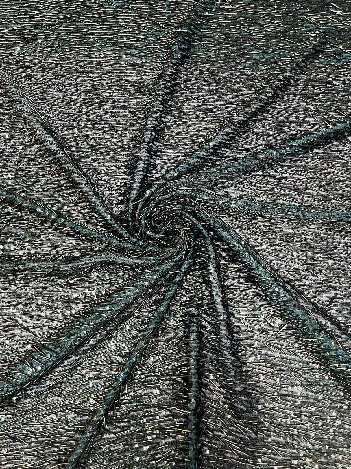 Vegas Beaded Sequin Stretch Mesh Fabric - Beaded Sequin Embroidered, 54" Width (1 Yard)