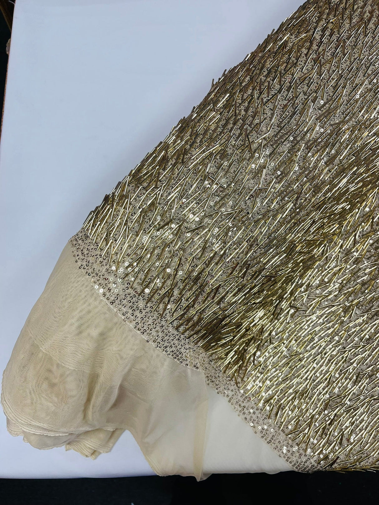 Vegas Beaded Sequin Stretch Mesh Fabric - Beaded Sequin Embroidered, 54" Width (1 Yard)