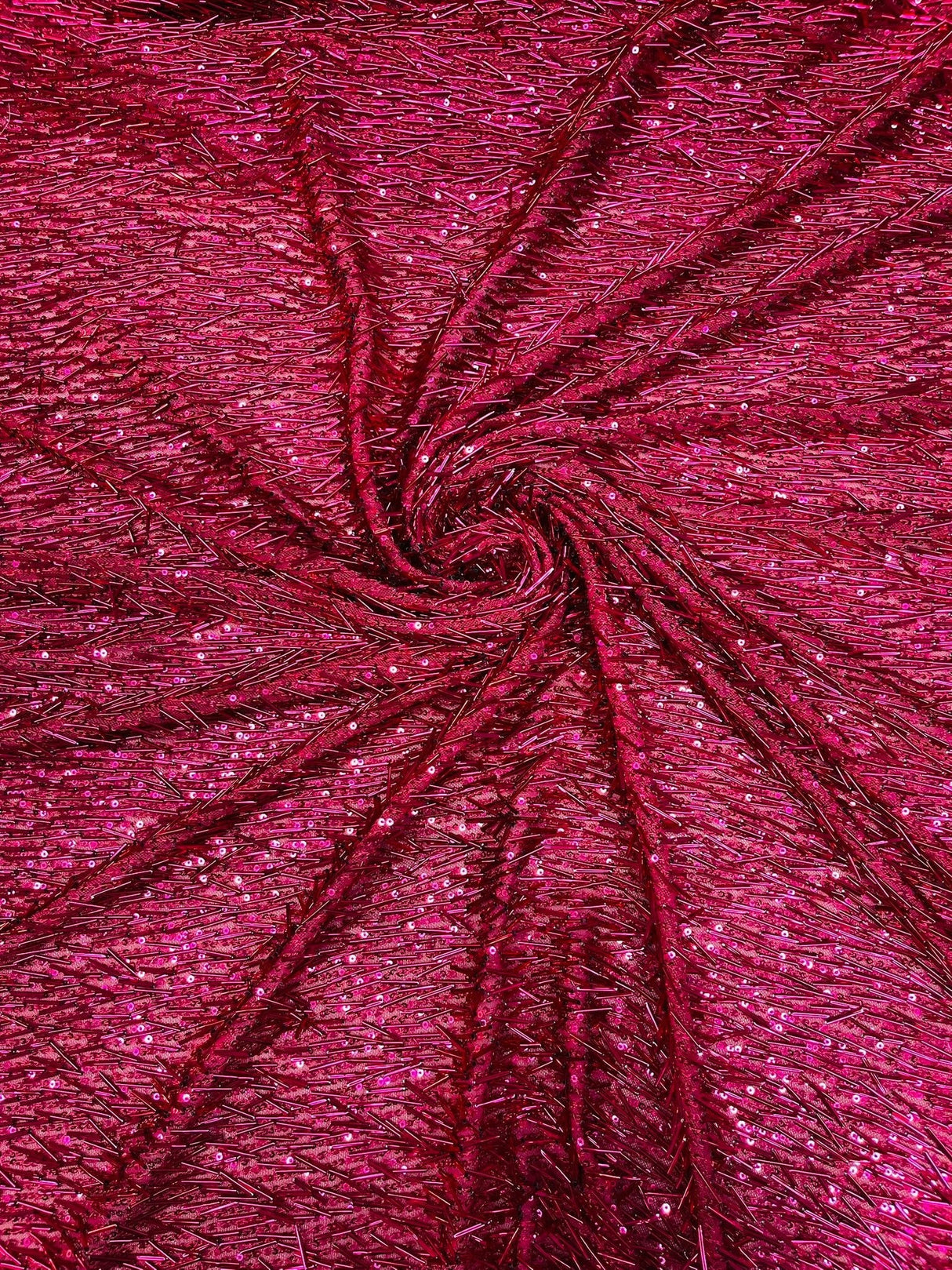 Vegas Beaded Sequin Stretch Mesh Fabric - Beaded Sequin Embroidered, 54" Width (1 Yard)