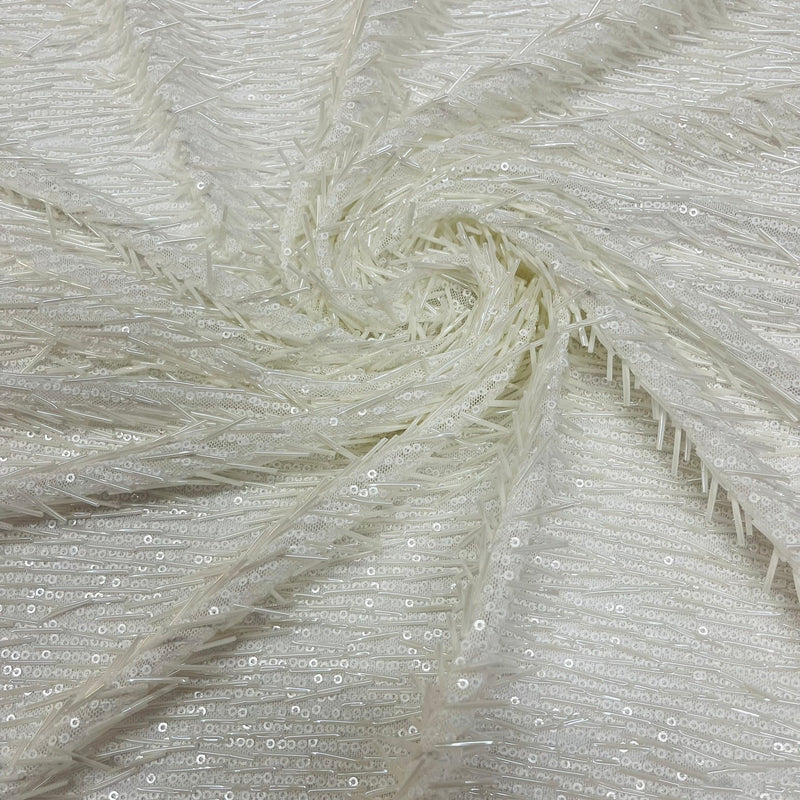 Vegas Beaded Sequin Stretch Mesh Fabric - Beaded Sequin Embroidered, 54" Width (1 Yard)