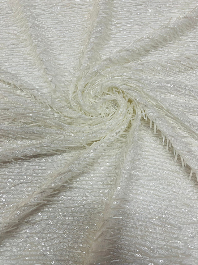 Vegas Beaded Sequin Stretch Mesh Fabric - Beaded Sequin Embroidered, 54" Width (1 Yard)
