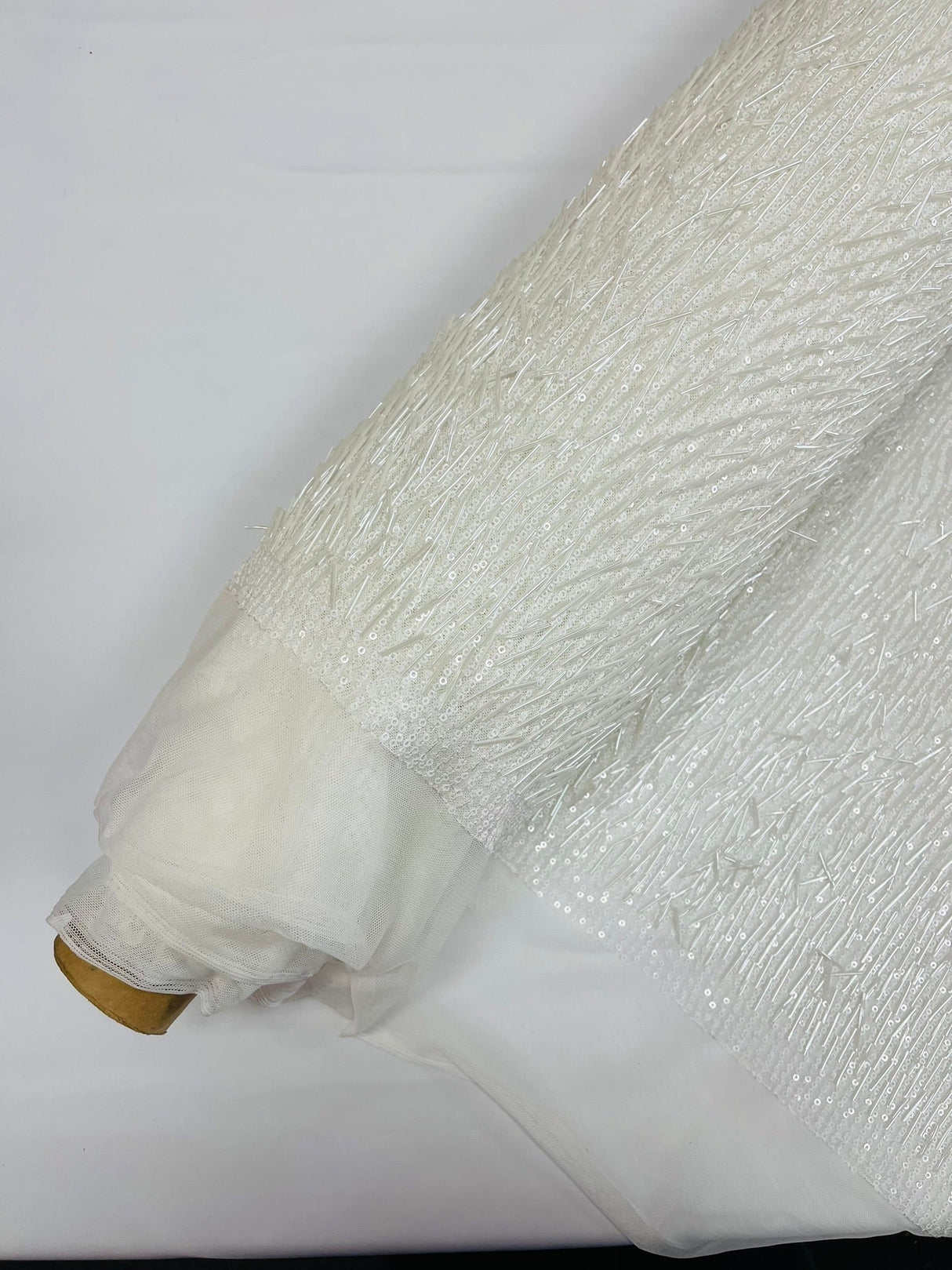 Vegas Beaded Sequin Stretch Mesh Fabric - Beaded Sequin Embroidered, 54" Width (1 Yard)