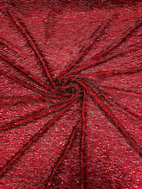 Vegas Beaded Sequin Stretch Mesh Fabric - Beaded Sequin Embroidered, 54" Width (1 Yard)