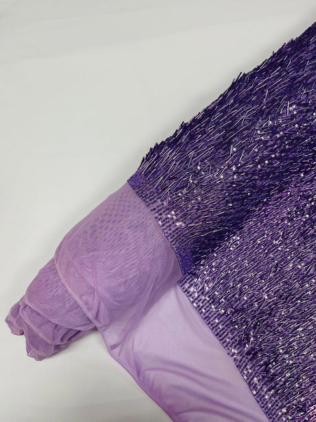 Vegas Beaded Sequin Stretch Mesh Fabric - Beaded Sequin Embroidered, 54" Width (1 Yard)