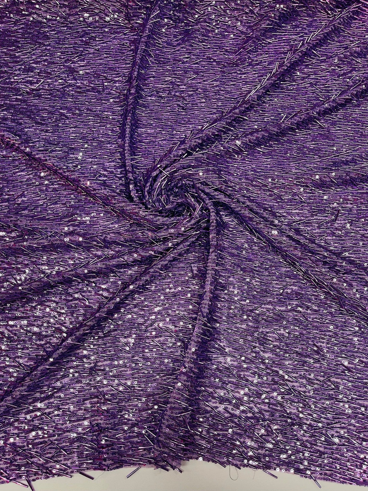 Vegas Beaded Sequin Stretch Mesh Fabric - Beaded Sequin Embroidered, 54" Width (1 Yard)