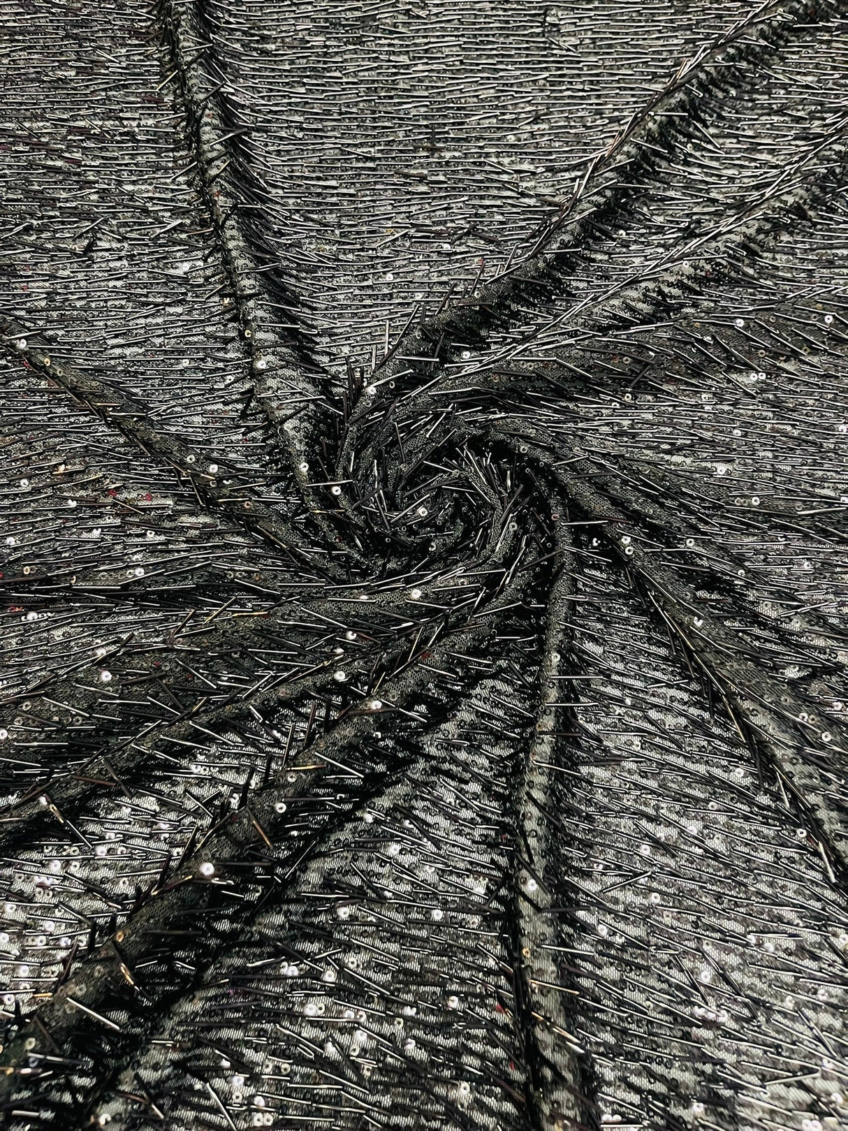 Vegas Beaded Sequin Stretch Mesh Fabric - Beaded Sequin Embroidered, 54" Width (1 Yard)