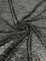 Vegas Beaded Sequin Stretch Mesh Fabric - Beaded Sequin Embroidered, 54" Width (1 Yard)
