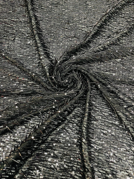 Vegas Beaded Sequin Stretch Mesh Fabric - Beaded Sequin Embroidered, 54" Width (1 Yard)