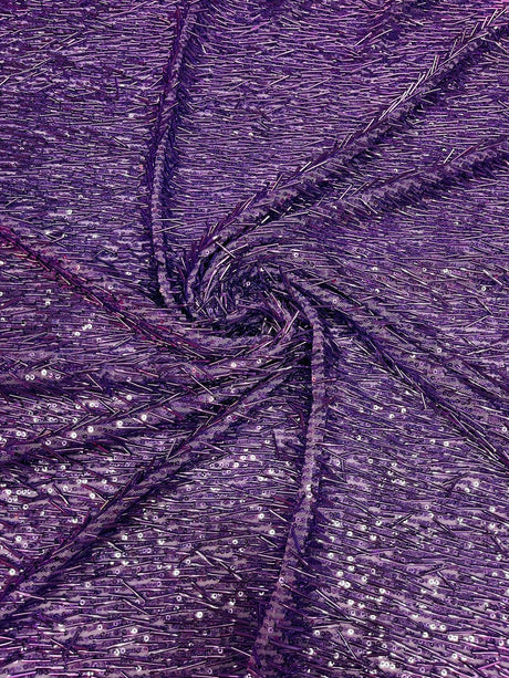 Vegas Beaded Sequin Stretch Mesh Fabric - Beaded Sequin Embroidered, 54" Width (1 Yard)