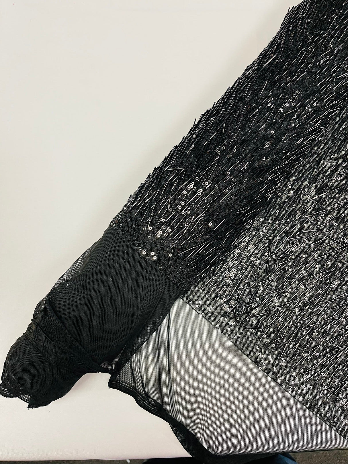 Vegas Beaded Sequin Stretch Mesh Fabric - Beaded Sequin Embroidered, 54" Width (1 Yard)