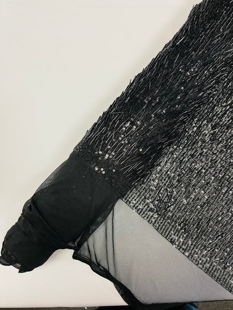 Vegas Beaded Sequin Stretch Mesh Fabric - Beaded Sequin Embroidered, 54" Width (1 Yard)