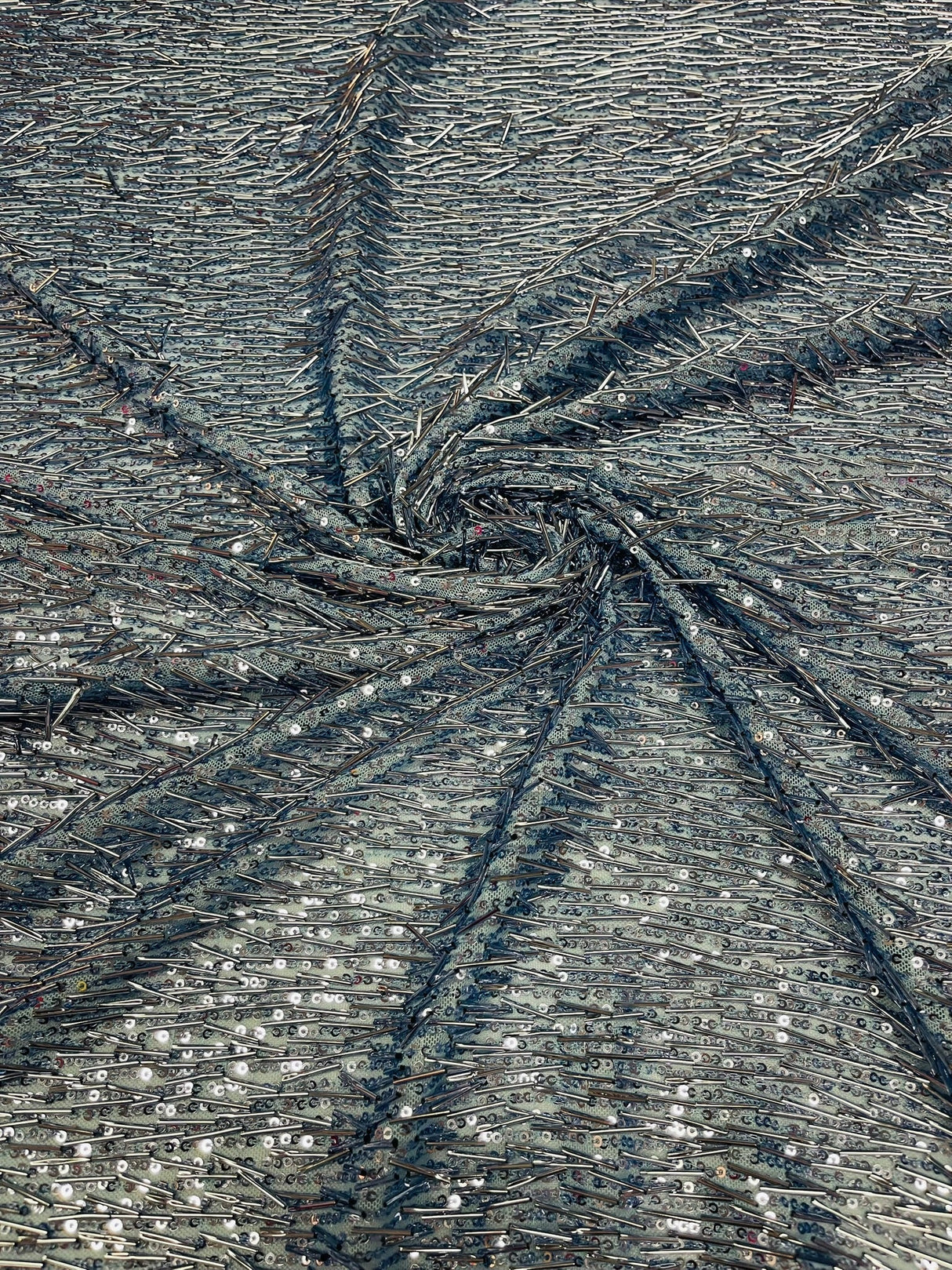 Vegas Beaded Sequin Stretch Mesh Fabric - Beaded Sequin Embroidered, 54" Width (1 Yard)
