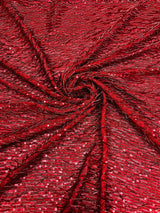 Vegas Beaded Sequin Stretch Mesh Fabric - Beaded Sequin Embroidered, 54" Width (1 Yard)
