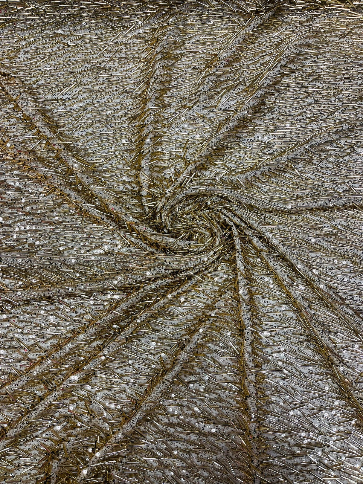 Vegas Beaded Sequin Stretch Mesh Fabric - Beaded Sequin Embroidered, 54" Width (1 Yard)