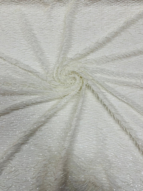Vegas Beaded Sequin Stretch Mesh Fabric - Beaded Sequin Embroidered, 54" Width (1 Yard)