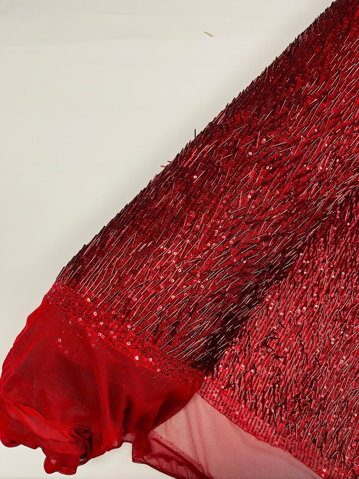 Vegas Beaded Sequin Stretch Mesh Fabric - Beaded Sequin Embroidered, 54" Width (1 Yard)