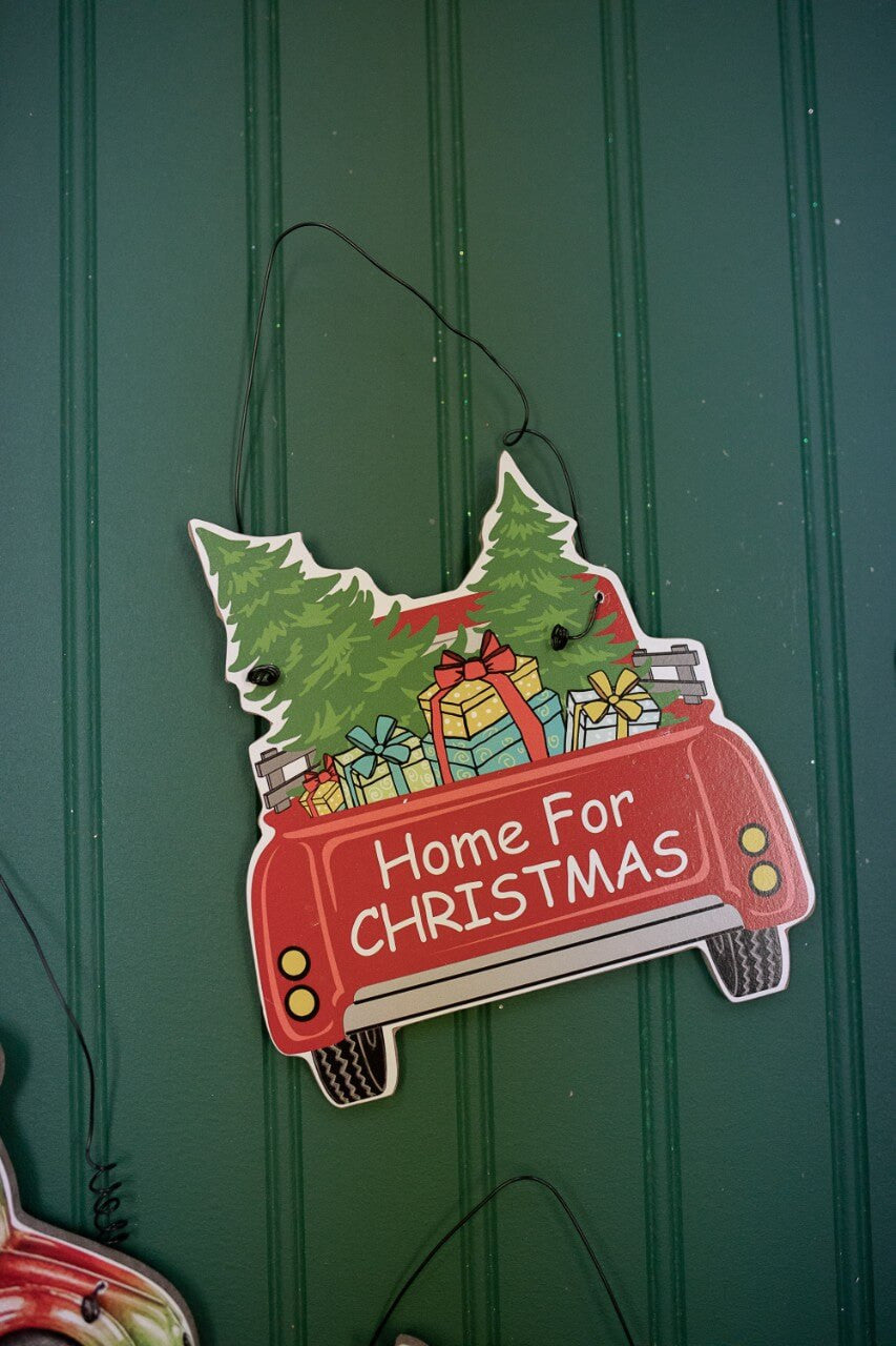 7.8 Inch Wood Holiday Vehicle Christmas Ornament Decorative Hanging Ornament