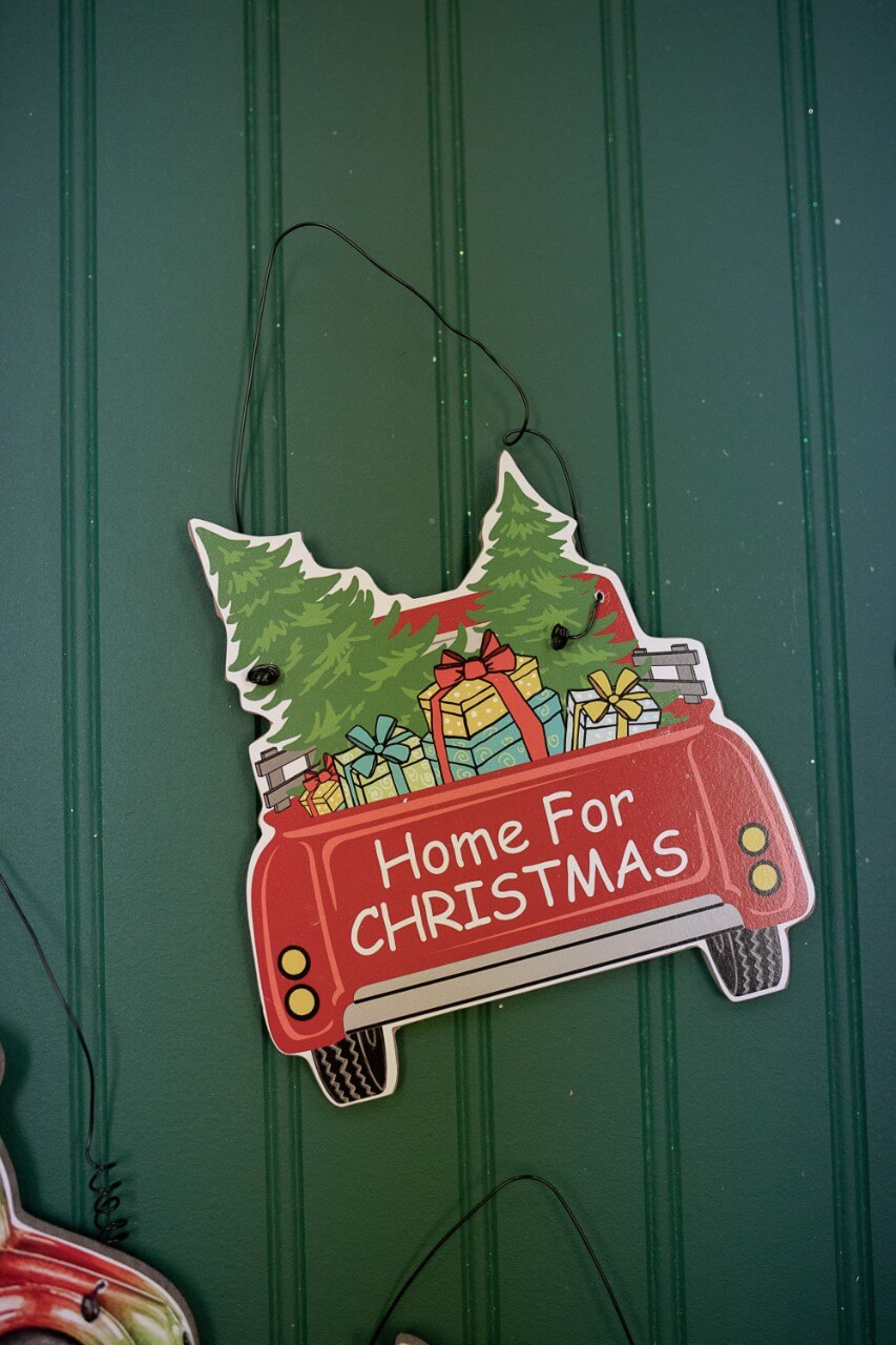 7.8” Wood Holiday Vehicle Christmas Ornaments