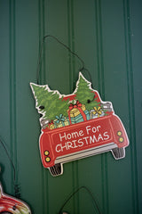 7.8” Wood Holiday Vehicle Christmas Ornaments