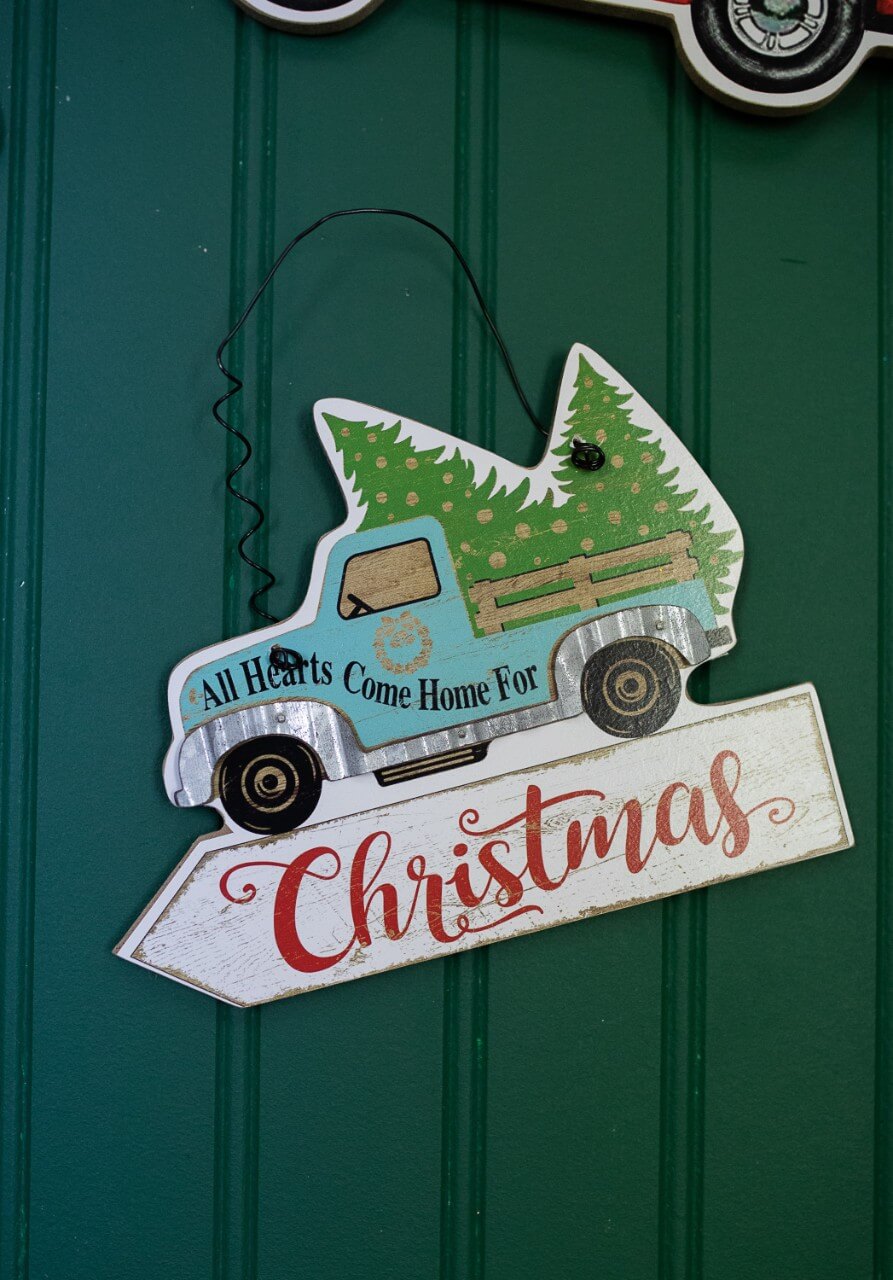 7.8” Wood Holiday Vehicle Christmas Ornaments