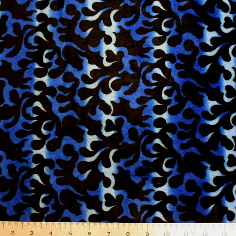 1 Yard Velboa Faux Royal/Black New Fire Flame Fabric, 58/60″ Wide