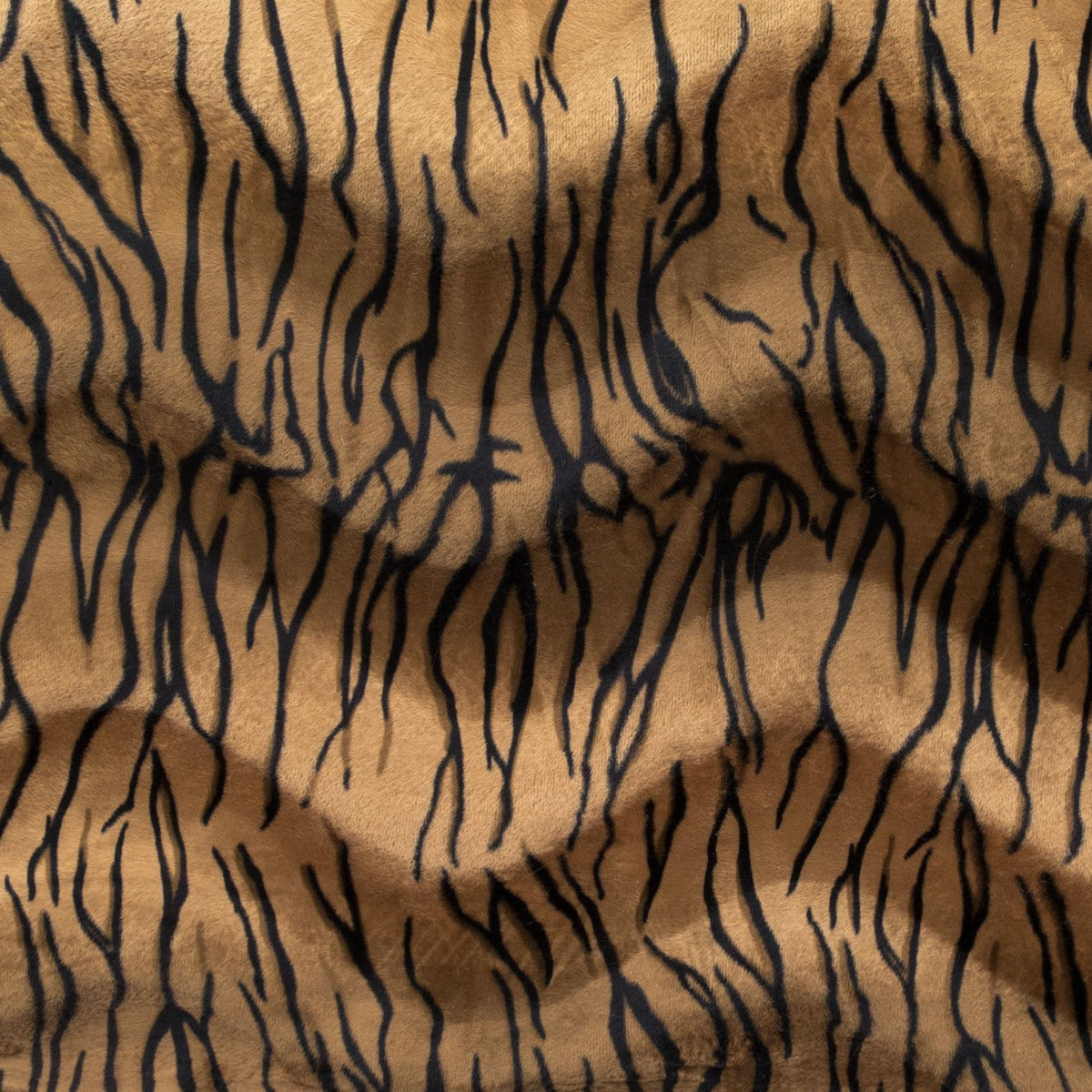 Brown Velboa Faux Fur Tiger Animal Short Pile Fabric,