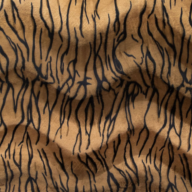 Brown Velboa Faux Fur Tiger Animal Short Pile Fabric,