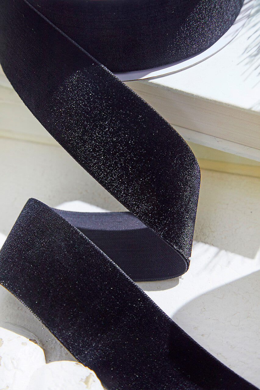 1.5 Inch x 10 Yards Black Unwired Velvet Ribbon