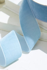 1.5" x 10 Yard Light Blue Unwired Velvet Ribbon