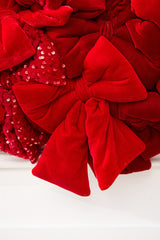 42" Red Velvet Sequin Bow Wreath