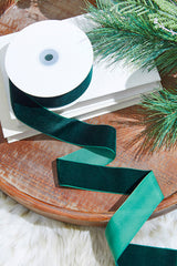 1.5" x 10 Yard Dark Green Unwired Velvet Ribbon