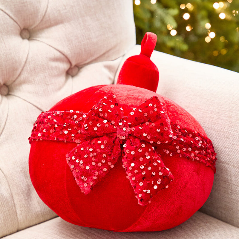 10" Red Velvet with Sequin Bow Ornament