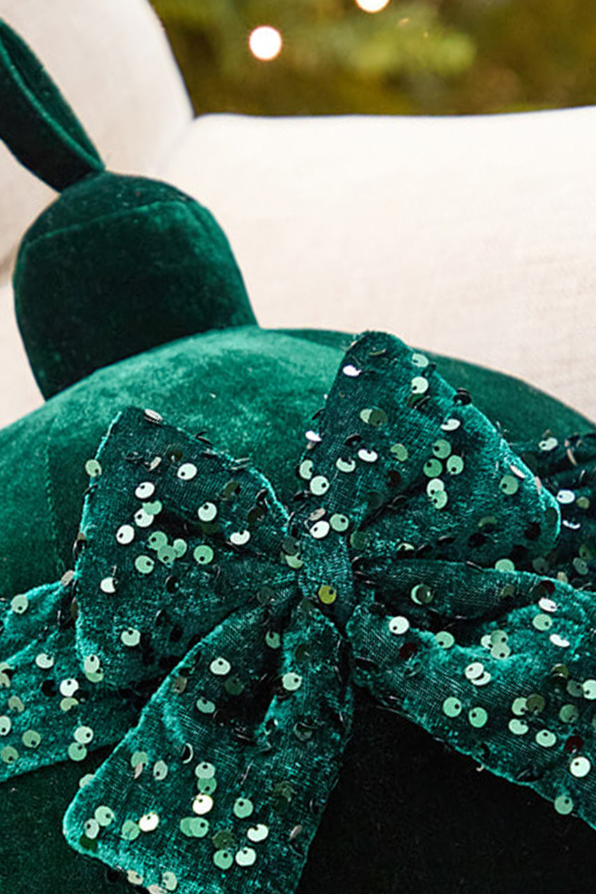 10" Green Velvet with Sequin Bow Ornament