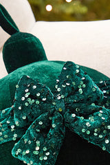 10" Green Velvet with Sequin Bow Ornament