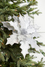 21" Platinum Velvet Sheer Sequin Poinsettia