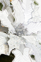 21" Platinum Velvet Sheer Sequin Poinsettia