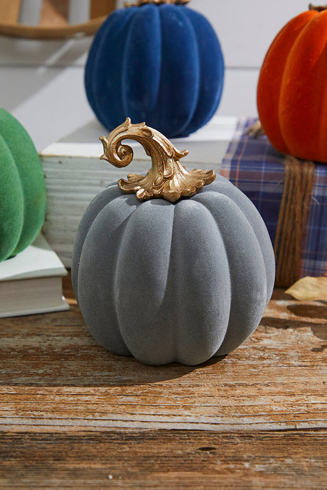 6" Resin & Felt Harvest Pumpkin