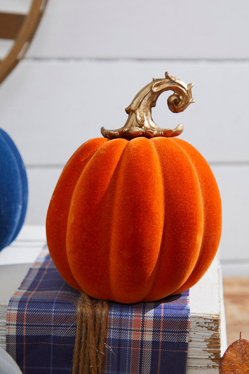 6" Resin & Felt Harvest Pumpkin