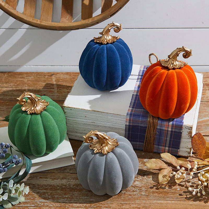 6" Resin & Felt Harvest Pumpkin