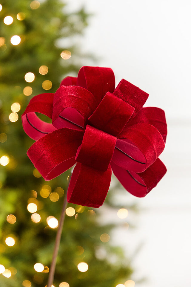20" x 8” Red Velvet Ribbon Stem