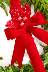 24" Red Velvet Candy Cane with Holly
