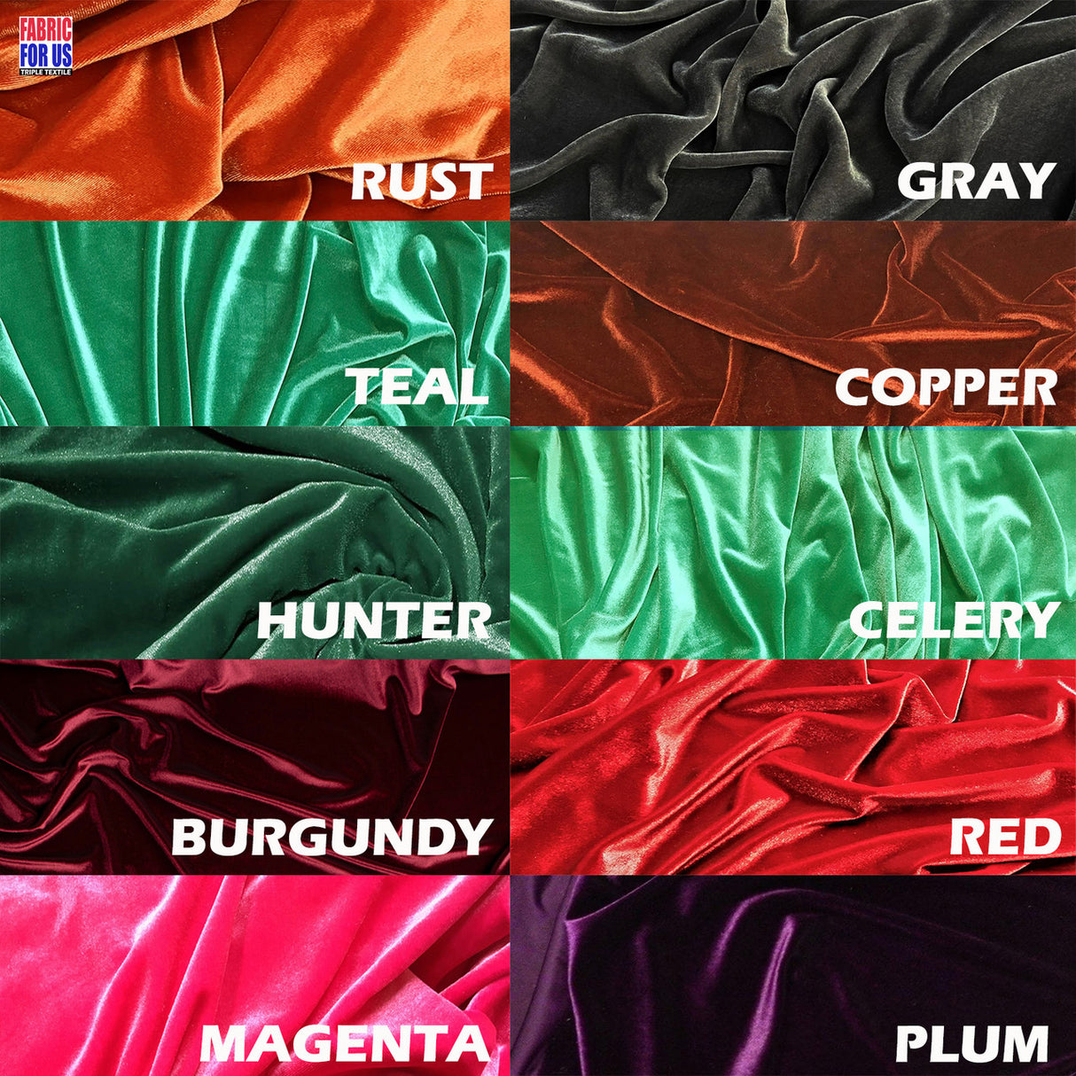 Solid Velvet Soft Stretch Fabric - Rust, 58"-60" Wide