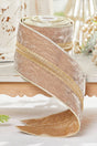 4" x 5 Yard Taupe Velvet Metallic Edge Ribbon