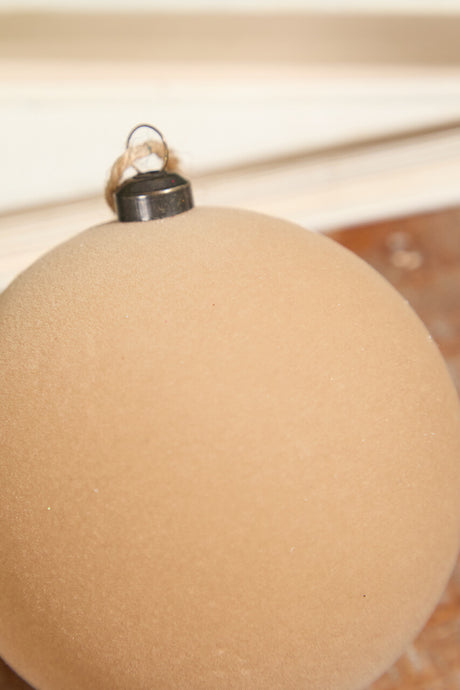 4" Velvet Flocked Ornament - Tan