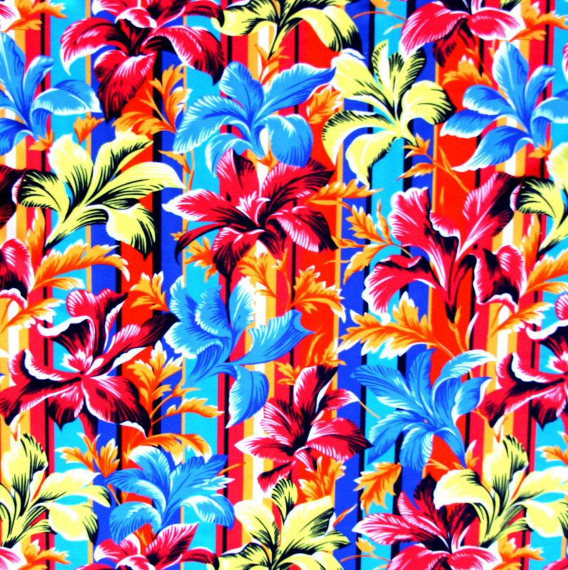 Swim Knit Nylon Lycra Vertical Festive Floral